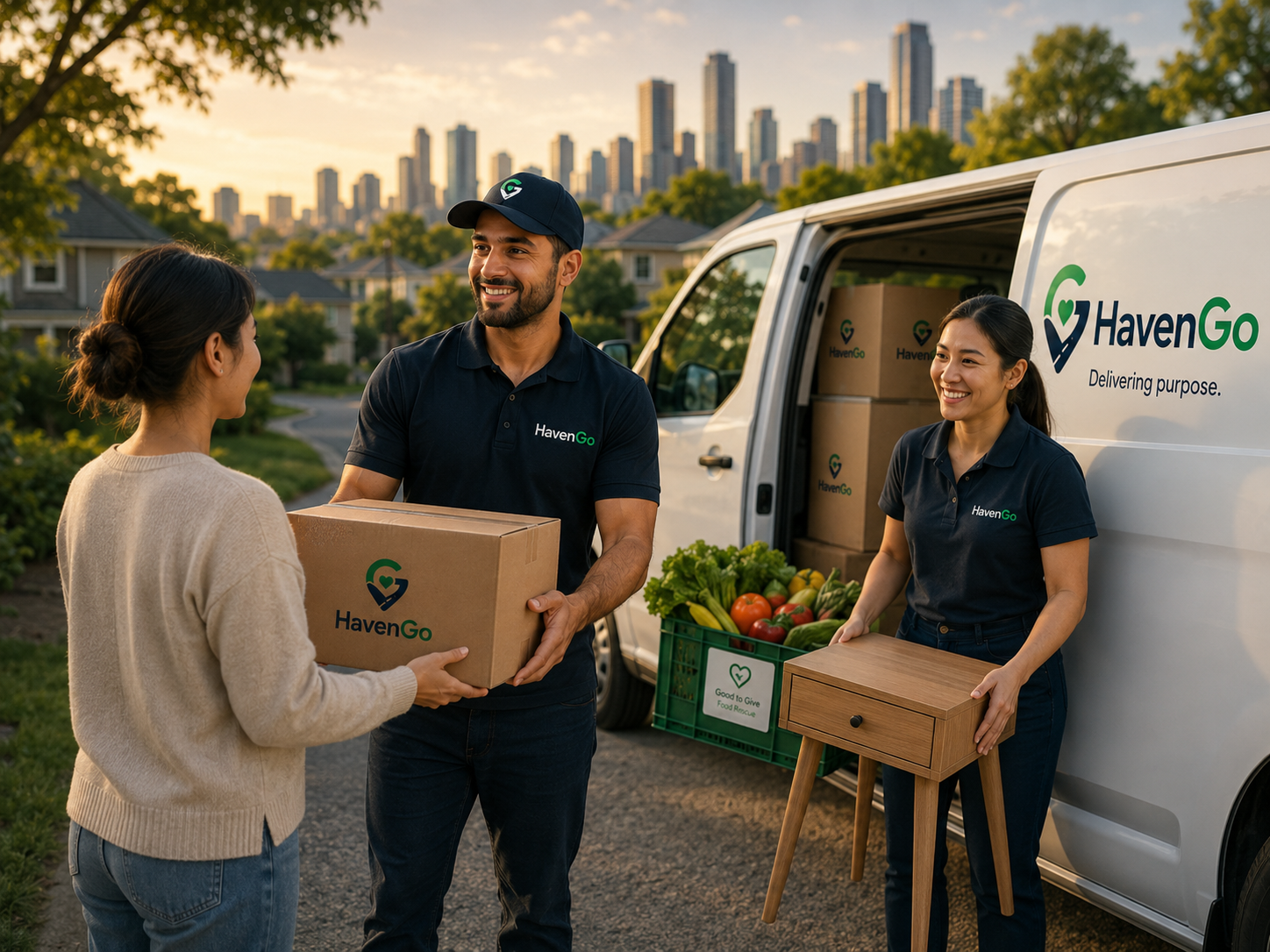 HavenGo drivers delivering essential items to a community member